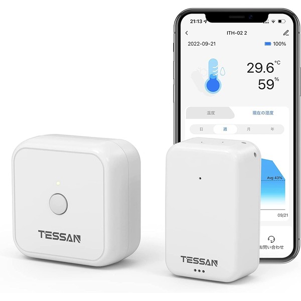 Bluetooth Thermometer/Hygrometer, TESSAN Thermometer, Hygrometer, Temperature and Humidity Management with Smartphone, Digital, High Precision, WiFi Hub Included, Temperature Hygrometer, Compatible with Alexa/Google Assistant, For Rainy Season, Heatstrok