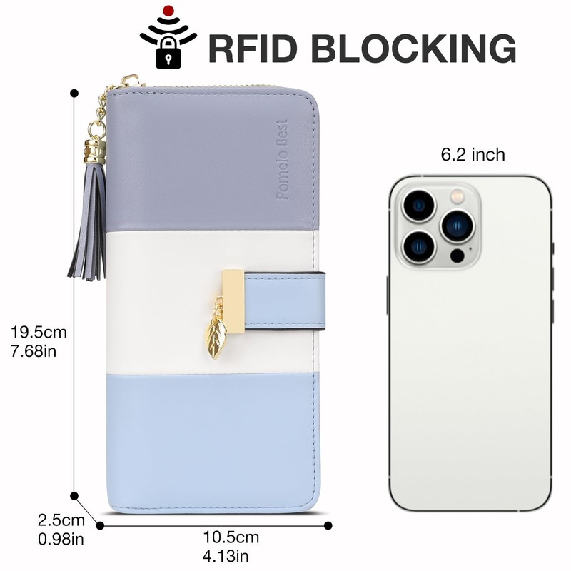 Pomelo Best Womens Wallet RFID Blocking Large Capacity Long Purse