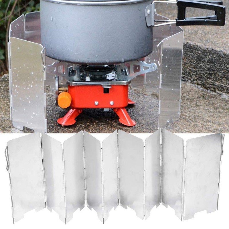 Deosdum Camping Stove Wind Protection 9 Plates Foldable Stove Wind
