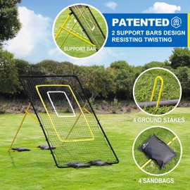 JOLORLY 2-in-1 Volleyball Rebounder Net System, Adjustable from 7x4 ft to 4x4.5 ft, 4-Angle Bounce Back Net, Training Equipment for Volleying, Bumping, Spiking Practice, Resists Twisting (Black)