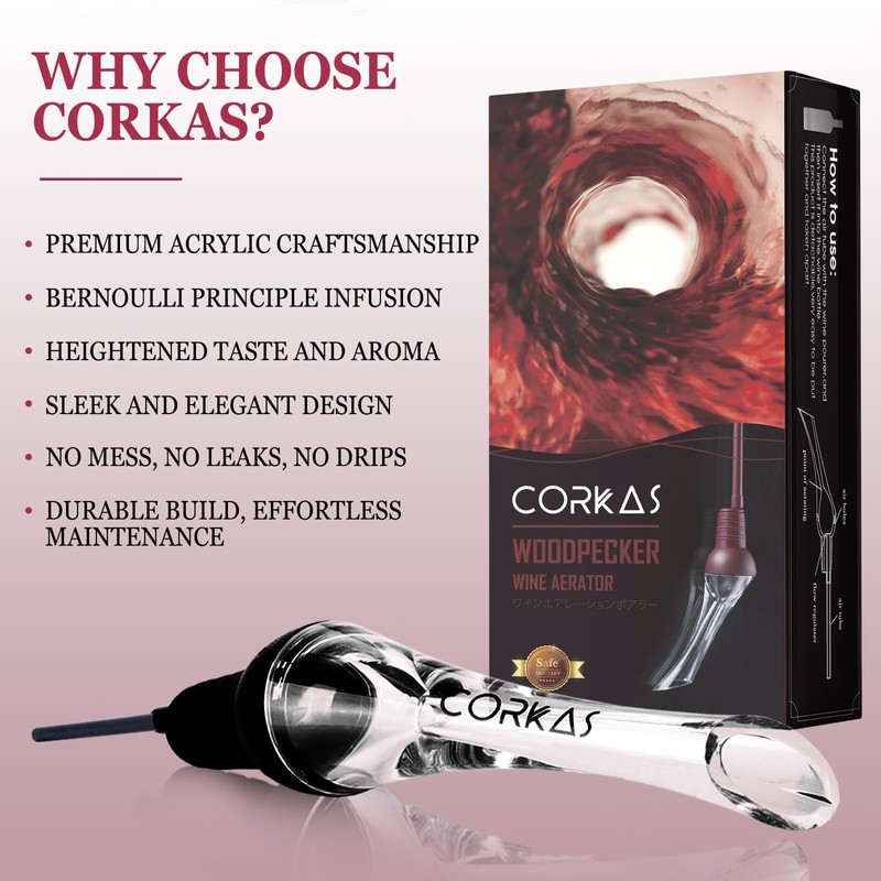Corkas Wine Aerator Decanting Fast Aeration Premium Wine Pourer for
