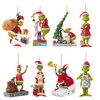 Grinch Christmas Ornament Decorations, 8PCS Stocking Cap Funny Santa Ornament
