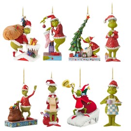 Grinch Christmas Ornament Decorations, 8PCS Stocking Cap Funny Santa Ornament Decorative Xmas Decor Ornaments (8PCS)