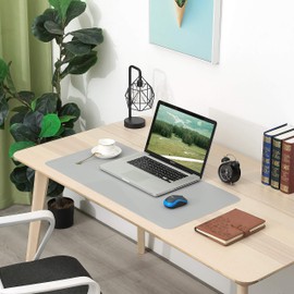 ARNTY Leather Desk Mat, Large Laptop Table Mat, Desk Mat, Ultra Thin Desk Mat Made of PU Leather, Desk Mat for Office or Home Area (Grey and Light Grey, 60 x 35 cm)