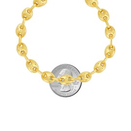 Savlano 925 Sterling Silver Puffed Mariner Link Chain Bracelet-18K Gold Plated Hollow Anchor Chain Bracelet for Women Comes with Gift Box- Made in Italy (8.5mm, 8)