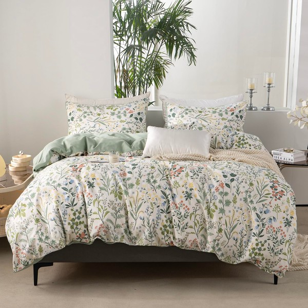 TISPLR Floral Comforter Set King 3 Pieces Soft Cotton Bedding
