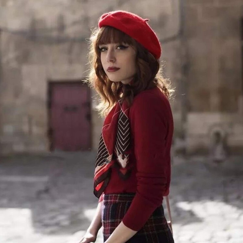 Wheebo Wool Beret Hat,Solid Color French Style Winter Warm Cap