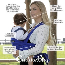 CuddleBug Baby Tragetuch Neugeborene - Weiches & elastisches Tragetuch - Babytrage ab Geburt - Baby Tragegurt in Einheitsgröße - Baby Carrier - Tragetuch Baby Neugeboren 3-15 kg