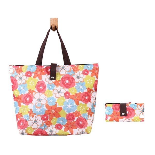 Goodspoon Shopping Bag, Eco Bag, Foldable, Lightweight, Tote Bag, My Bag, Durable, red flowers