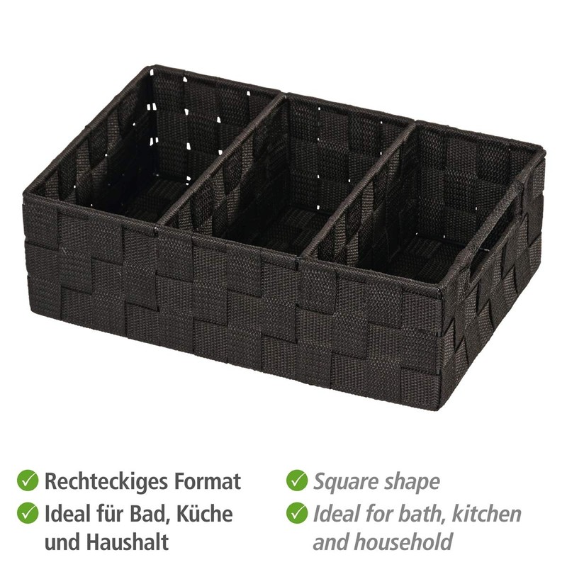 WENKO "Adria Organizer with Handles/Three Separations, Black