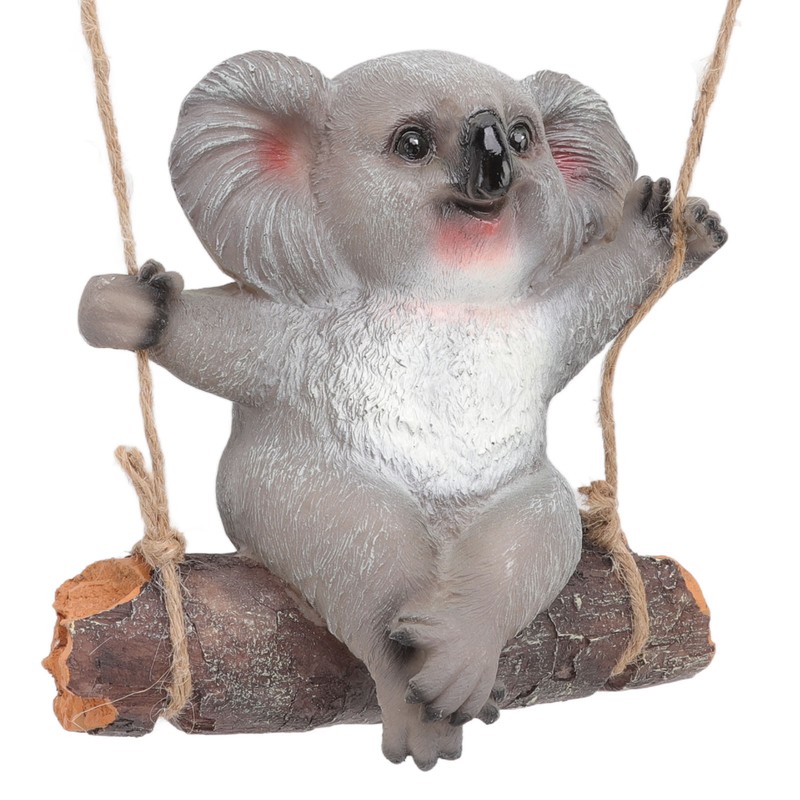 Swing Koala Sculpture Cartoon Synthetic Resin Animal Statues Decoration for