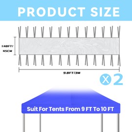 AHFCANG 2Pcs 10FT Canopy Rain Gutters for Pop Up Canopy, Waterproof Polyester Drainage System, Tent Extension Attachment Accessories