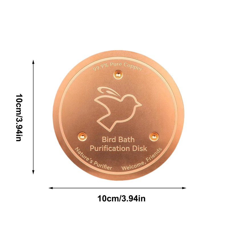 2-Pack Copper Bird Bath Disks with Triple-Point Support, 3.94 Inch