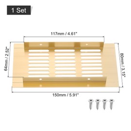 sourcing map Air Vents Cover, 1Pcs 150 x 80mm - Aluminum Alloy Mesh Air Return Vent Cover, Rectangle Louvered Ventilation Grille for Shoe Cabinet Wardrobe (Gold)