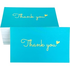 RXBC2011 500 Little Thank You Cards Gold Heart Design Bulk Thank you Notes for All Occasions 3.5 x 2 Inch AQUA color