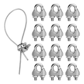 12 Pcs Wire Rope Clip M3 Cable Clamp 3mm,Wire Rope Clip Cable Clamp Stainless Steel U Bolt Saddle Fastener M3,Wire U-Shape Bolt Saddle Fastener for Tensioning,for Industry Household Transportation
