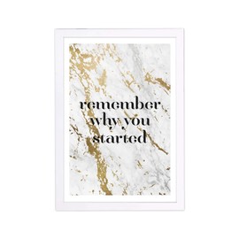 Wynwood Studio Typography Framed Wall Art Prints 'Remember Where Marble' Motivational Quotes and Sayings Home Décor, 13" x 19", Gold, Black