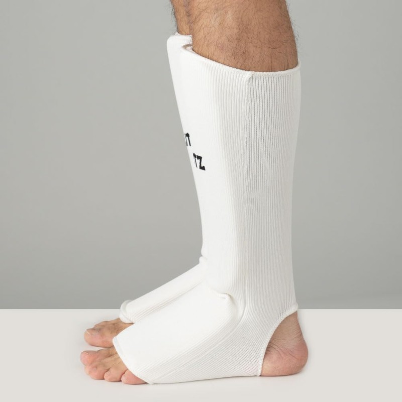 Blitz Elastic Shin & Instep Pads - White - Medium