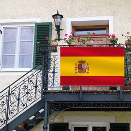 3×5 FT Spain Flag,Large Spanish National Decor,Double Side Digital Printed 75D Polyester Banner With Canvas Header Brass Grommet For Outdoor Indoor Parade Car