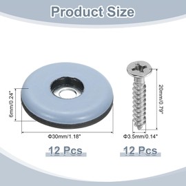 sourcing map 12Pcs Screw on Furniture Sliders, 1.18"(30mm) Round Furniture Glides Sliders, Chair Leg Sliders Floor Protectors Pads, Furniture Pads with Screws for Chairs, Cabinets, Light Blue