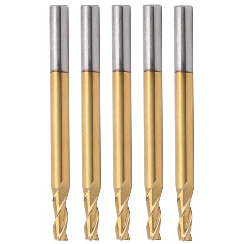 5Pcs 3‑Flute Flat End Milling Cutter Ti Plating Router Bits