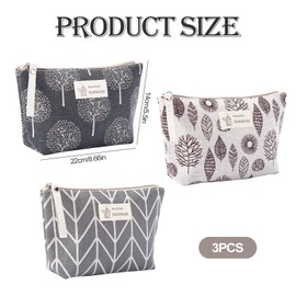 3PCS Small Make Up Bag, Canvas Cosmetic Bag, Portable Travel Make up Toiletry Organizer Storage Beauty Pouch Bags with Zipper for Women and Girls Mothers Day Gifts