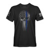 Fantastic Tees Thin Blue Line Police Support Patriotic Skull T-Shirt