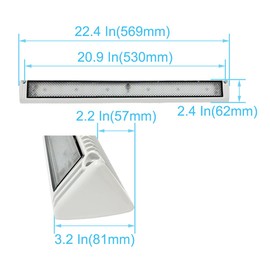 QHLightlux LED RV Lights Exterior, 22.4 Inch Camper Outdoor Replacement Lighting Fixture, 12V/24V DC 6000K Down Angle Flood Beam, for RVs Trailer Motorhome Campervan, White Finish, 1 Pack