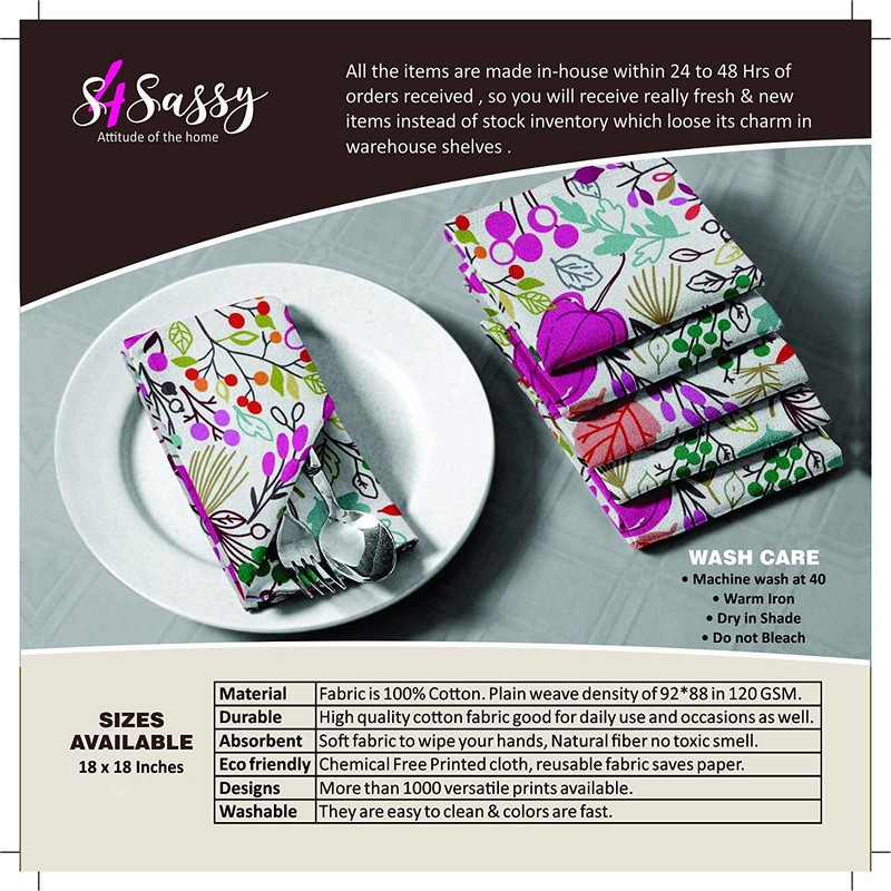 S4Sassy Orange Solid Home Decor 12 Pcs Cotton Napkin Solid