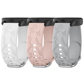 3 Pack Silicone Bands for Garmin Vivoactive 5 Watch Band/Vivoactive 3, 20mm Soft Sport Strap for Garmin Venu/Venu Sq/Venu Sq 2/Forerunner 55/165/245/645 (White+Pink+Grey)