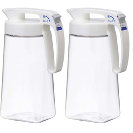 Iwasaki Kogyo K-1285 W Cold Water Bottle, 3.6 fl oz (1.6 L), Seamless Pitcher, Set of 2, Hot Water, Made in Japan, Barley Tea Bottle, Coffee, Cold Tea Bottle, Horizontal Mount, Heat Resistant, Wide