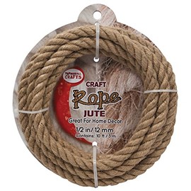 Darice 10016857 Pepperell Natural Jute Craft Rope: 3-Ply Twist Party Supplies, 0.5" x 10' (Pack of 3)