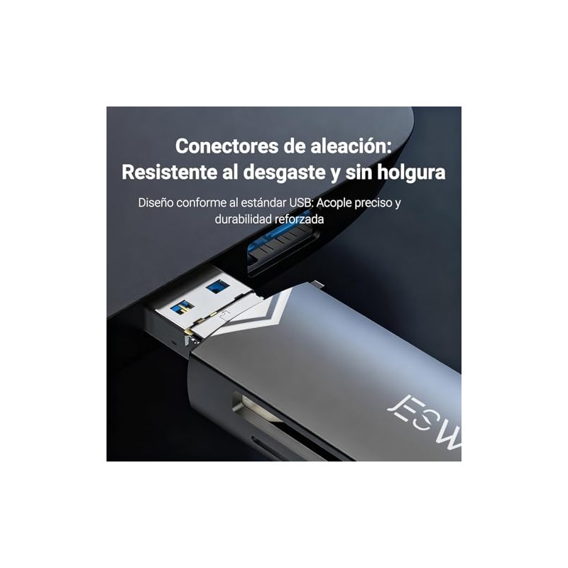 JESWO 3 en 1 Lector de Tarjetas SD, Aluminum Adaptador