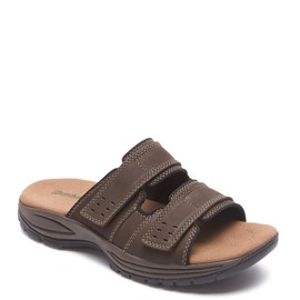Dunham Men's Newport Slide Flat Sandal, Dark Brown, 11 6E US