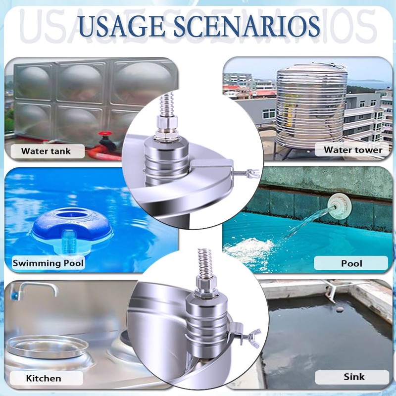 Float Valve,1/2" to 3/4" 1'' Water Level Control Float Valve,