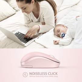 seenda Wireless Mouse, 2.4G Noiseless Mouse with USB Receiver Portable Computer Mice for PC, Tablet, Laptop, Notebook with Windows System - Pink