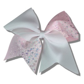 Cheer Bows Pink Holographic Glow Sparkle Dots Hair Bow