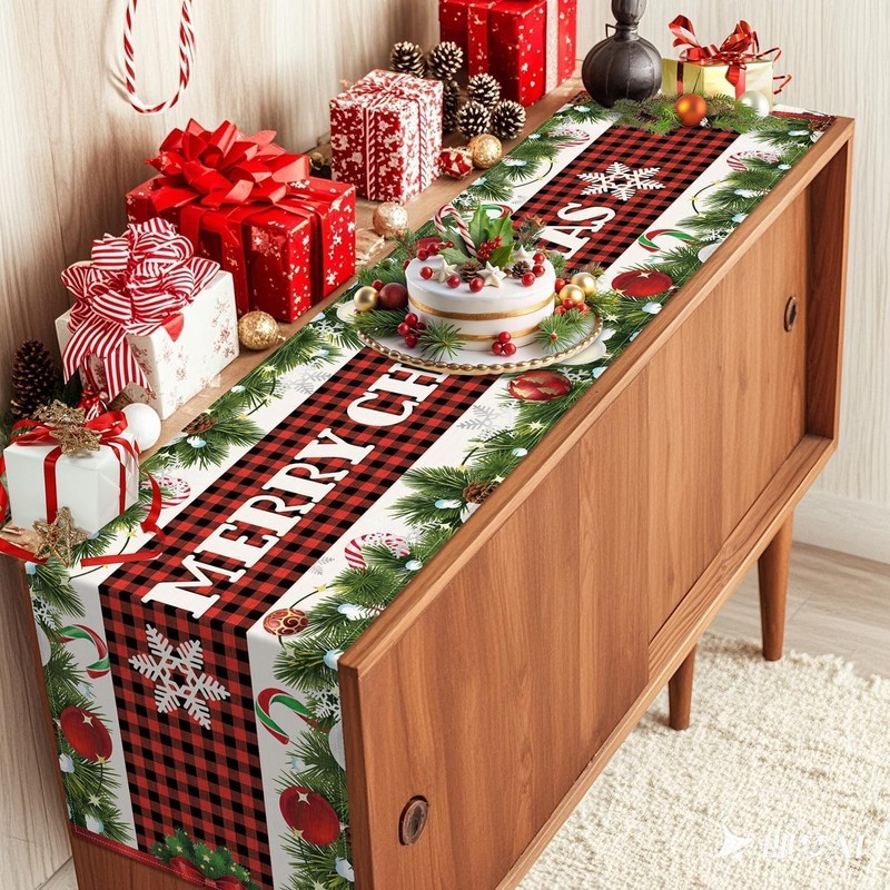 Aitsit Christmas Table Runner, 40 x 180 cm, Washable, Winter