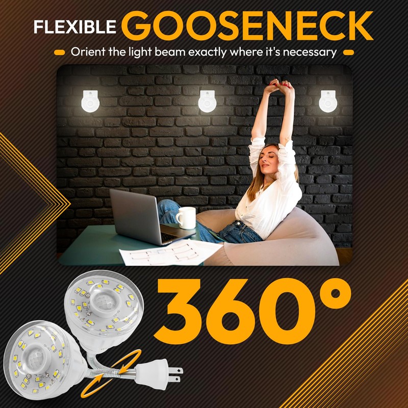 ShopN5 LED Motion-Activated Directional Rotating Flexible Sensor Dusk to Dawn