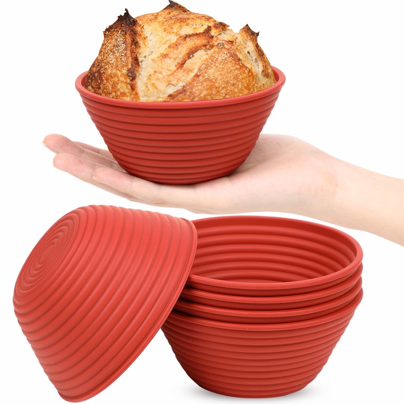 Webake 5 Inch Silicone Mini Banneton Bread Proofing Basket, 6Pcs