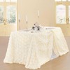 3D Satin Rosette Rectangle Tablecloth 90 x132 Inches Ivory Satin