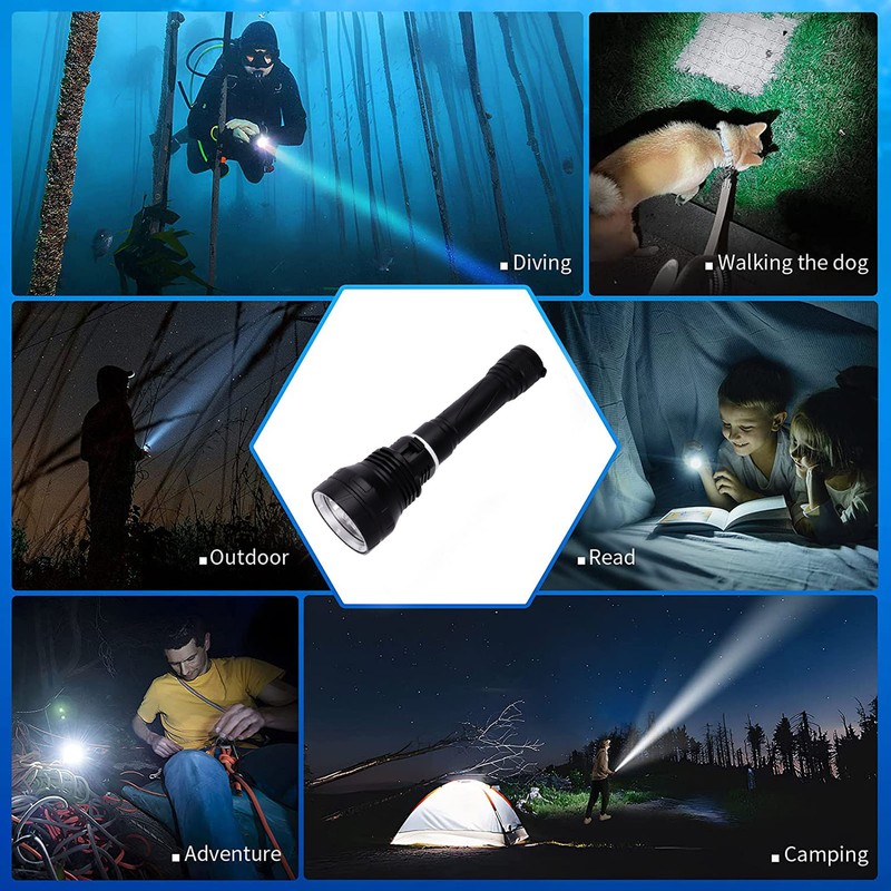 IPX8 Waterproof Diving Flashlight 100000lm Professional 100m Underwater Bright Submarine