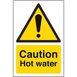 V Safety Warning Temperature- Caution Hot Water - 100 X 150mm