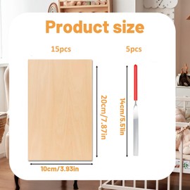 15pcs Balsa Wood Sheets, 10x20x0.2cm, with 5 Tools Wood Veneer Sheets Set for Laser Cutting and Model Building, Dimensions Surface for Crafts, Wedding Decor, School Projects