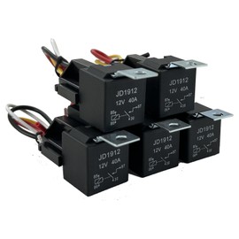 EVODAMP SHOX 12V 4 PIN Relay with Harness, JD1912 12 Volt 40 Amp SPST Automotive Relay with Sockets and Wires for Car Truck Van Motorcycle Boat 5 Pack