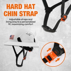LOHASTOUR Full Brim Hard Hat Construction Safety Helmet - HDPE Hard Hat Vented Hardhats Sunshade Work Hardhat for Men&Women 6 Point Adjustable Ratchet Suspension Casco de construccion