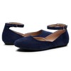 VenusCelia Zapato plano Serenity Strap para mujer, Azul Marino Gamuza,