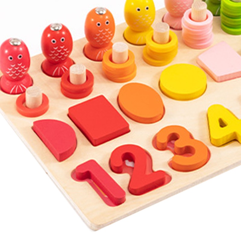 Number Sorting Toys 10 Shapes 1 to 10 Numbers Wooden
