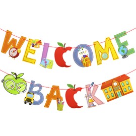 PatiCool Back to School Banner - Pre-Strung,10 Feet, No DIY | Welcome Back to School Banner Decorations, Colorful First Day of School Banner, Kindergarten Preschool Decor for Classroom Board Office