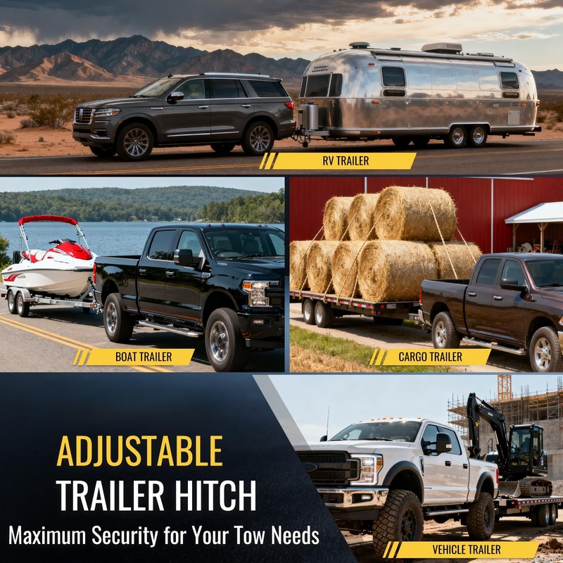 Adjustable Tow Hitch Fits 2.5" Receiver, Trailer Hitch with 12"